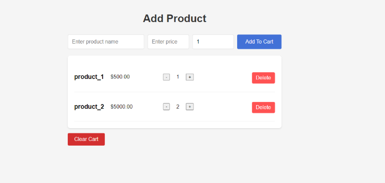 Shopping cart project screenshot